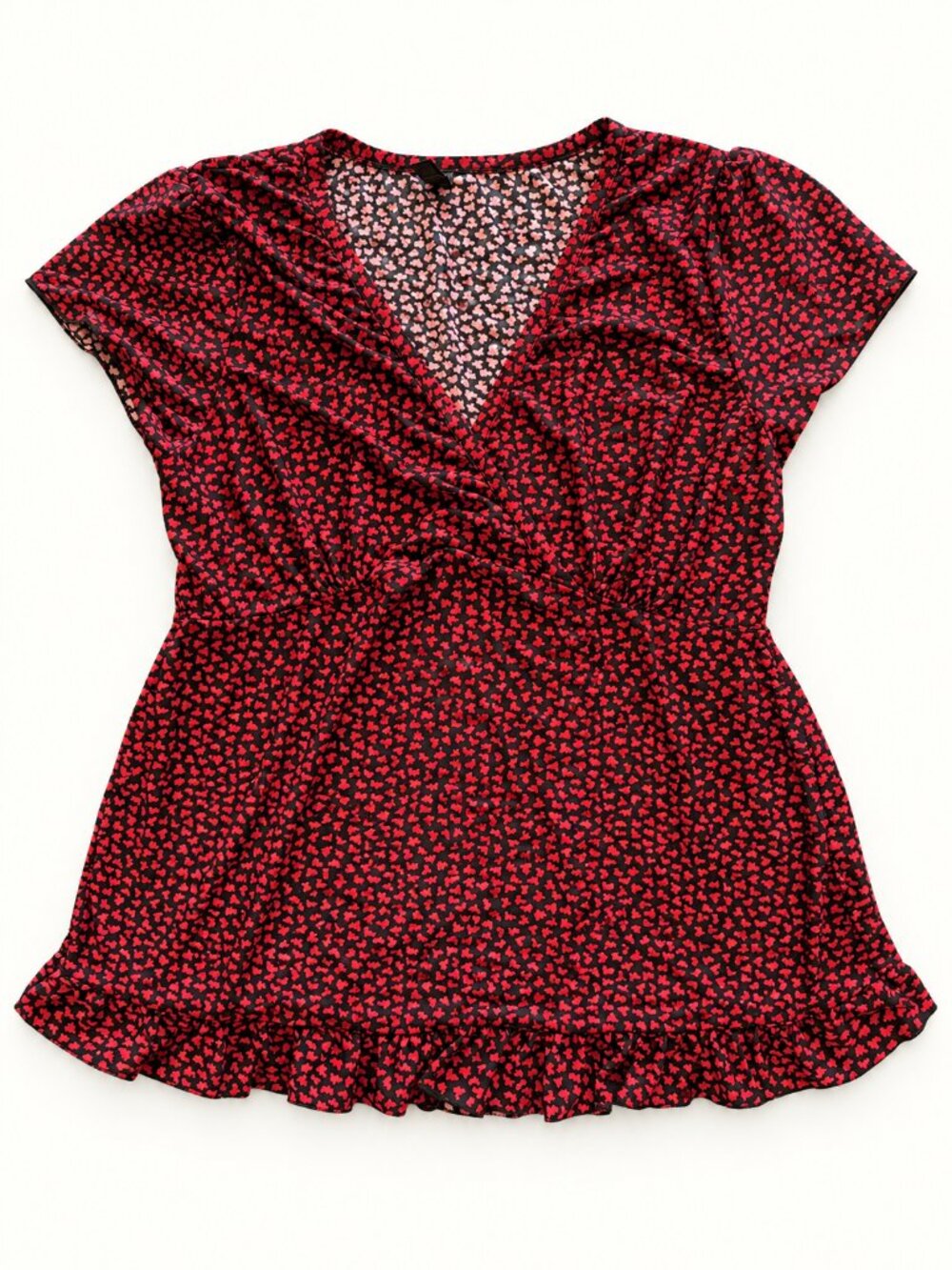Marilyn Monroe Intimates Heart Print Pajama Set 2pc Red & Black Top & Pants XL